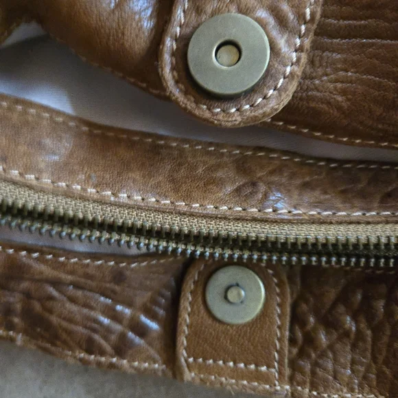 Sundance Italy Bag Brown Leather Brass Hardware Hobo Shoulder Tote Satchel Soft - Picture 16 of 16
